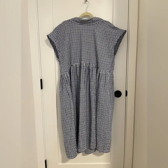 ET TIGRE Jayme Sleeveless Dress in gingham blue white and black - Picture 3 of 14